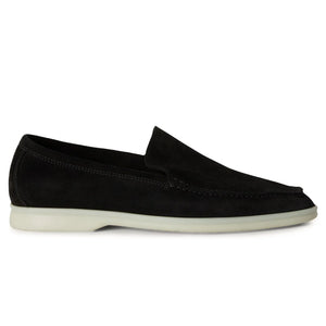 Loro Piana Summer Walk Suede Black Loafers