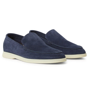 Loro Piana Summer Walk Suede Dark Deep Sea Loafers