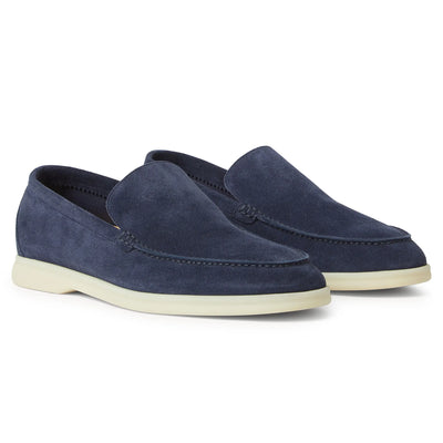 Loro Piana Summer Walk Suede Dark Deep Sea Loafers