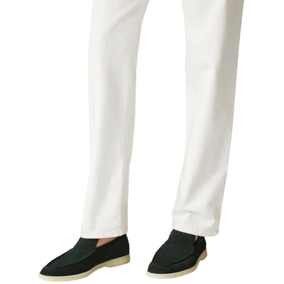 Loro Piana Summer Walk Suede Dark Green Loafers