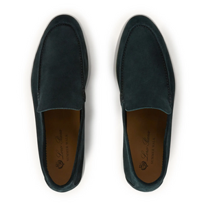 Loro Piana Summer Walk Suede Dark Green Loafers
