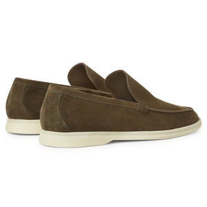 Loro Piana Summer Walk Suede Grey Moss Loafers