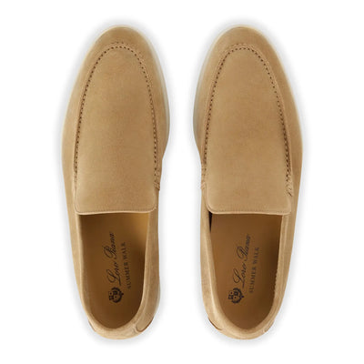 Loro Piana Summer Walk Suede Light Wood Smoke Loafers
