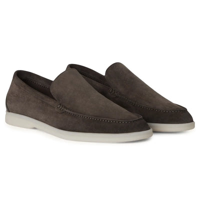 Loro Piana Summer Walk Suede Warm Grey Loafers