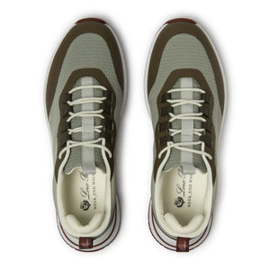 Loro Piana Week End Walk Frost Dark Green Linen Mesh Sneaker