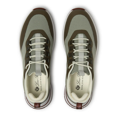 Loro Piana Week End Walk Frost Dark Green Linen Mesh Sneaker