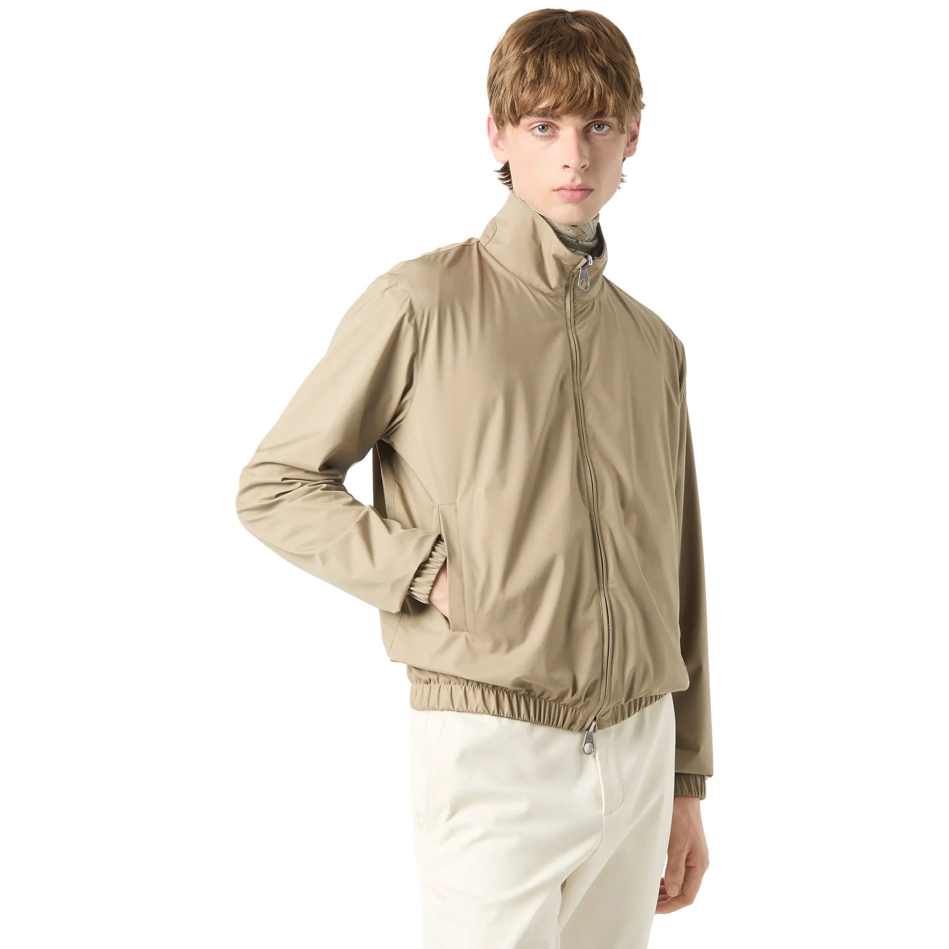Loro Piana Windmate Storm System Tobacco Ermine Brown Bomber Jacket