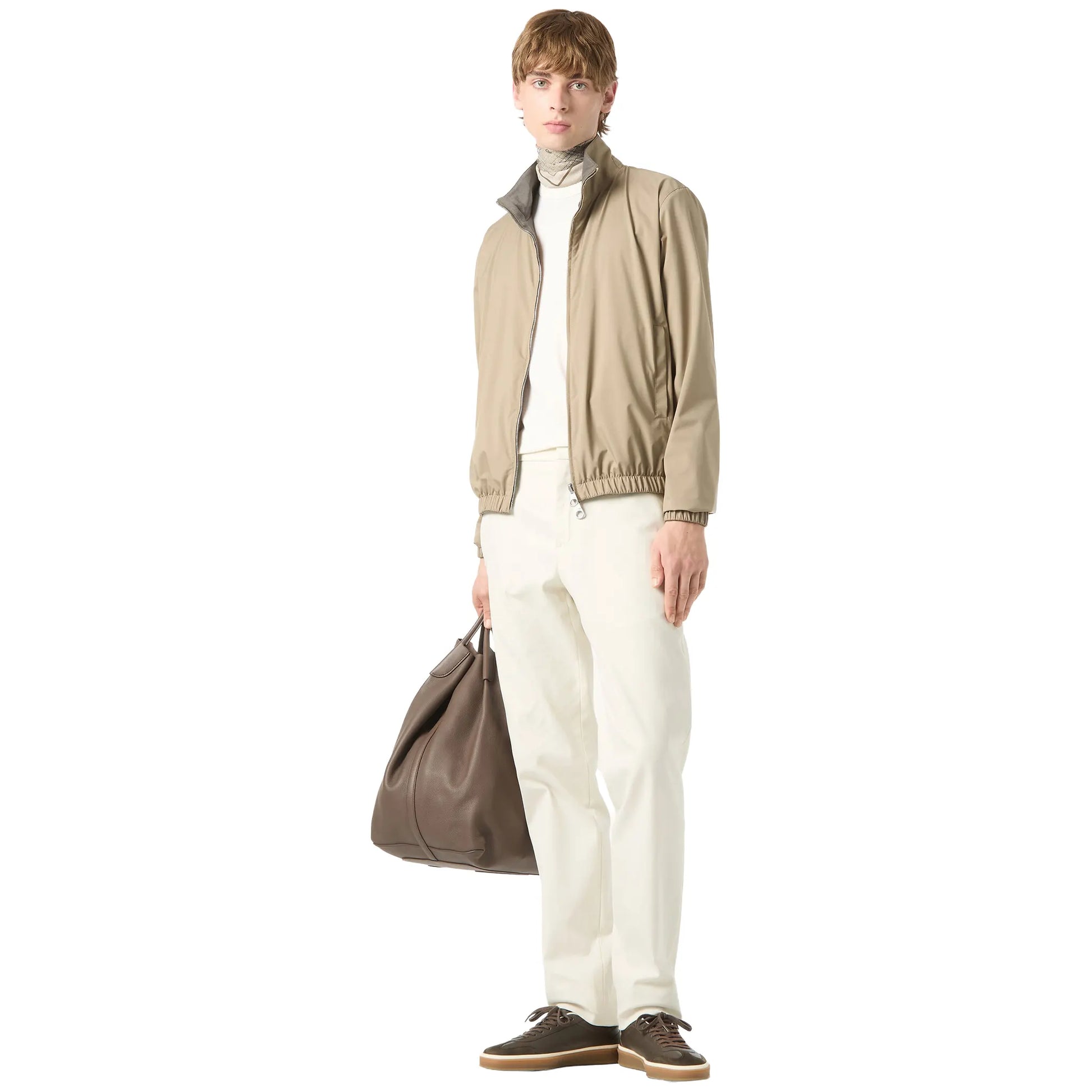 Loro Piana Windmate Storm System Tobacco Ermine Brown Bomber Jacket