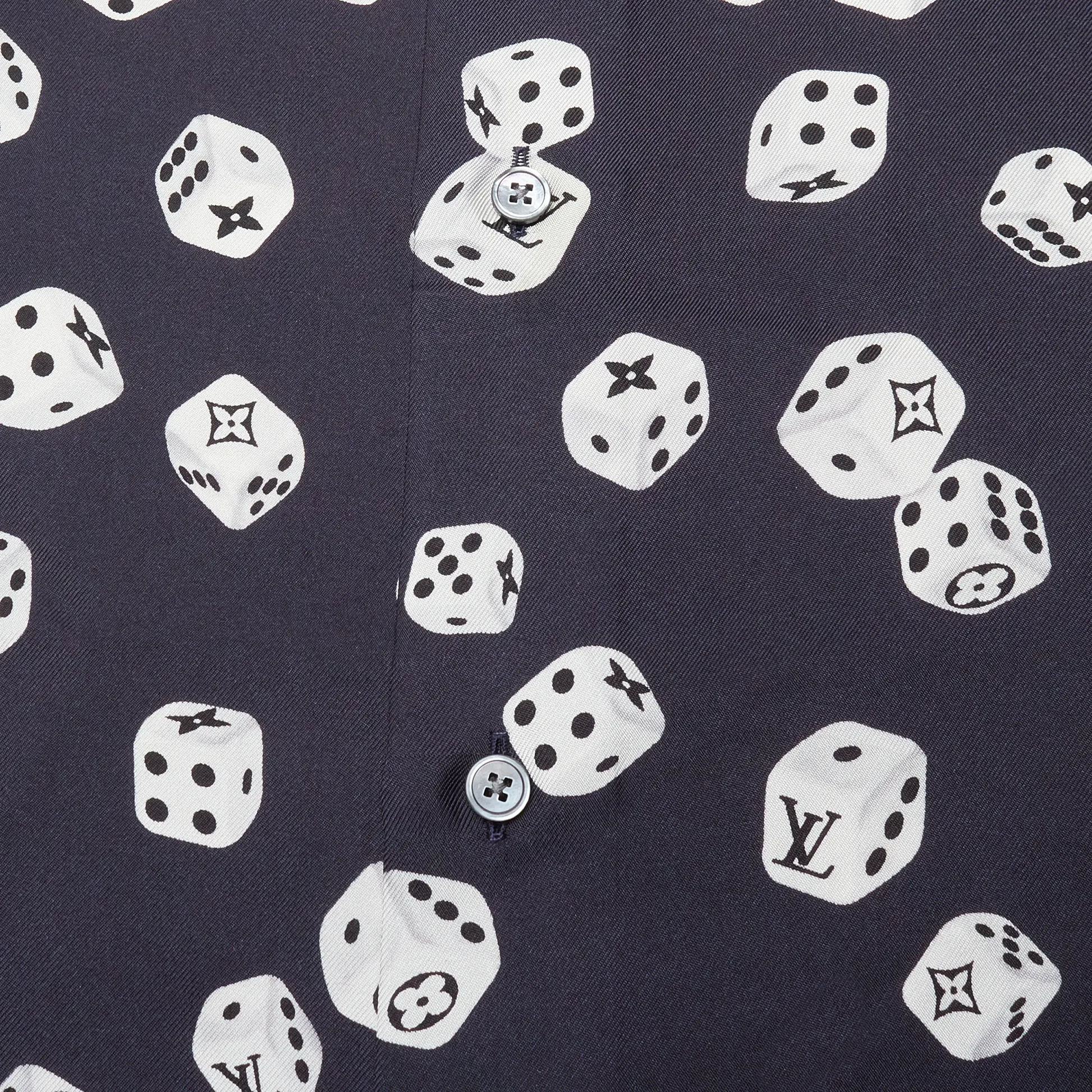 Louis Vuitton Dice Print Navy Silk Shirt