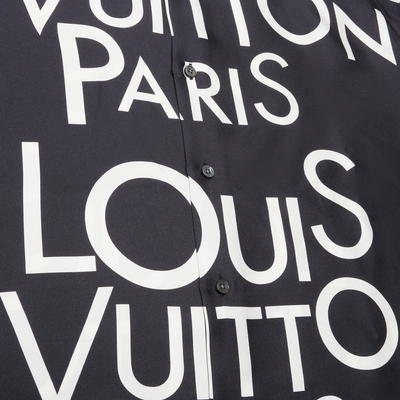 Louis Vuitton Typography Silk Navy White Shirt