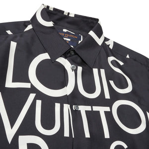 Louis Vuitton Typography Silk Navy White Shirt