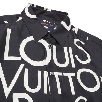 Louis Vuitton Typography Silk Navy White Shirt