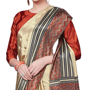 Lovely Beige Colored Casual Wear Printed Crepe Saree