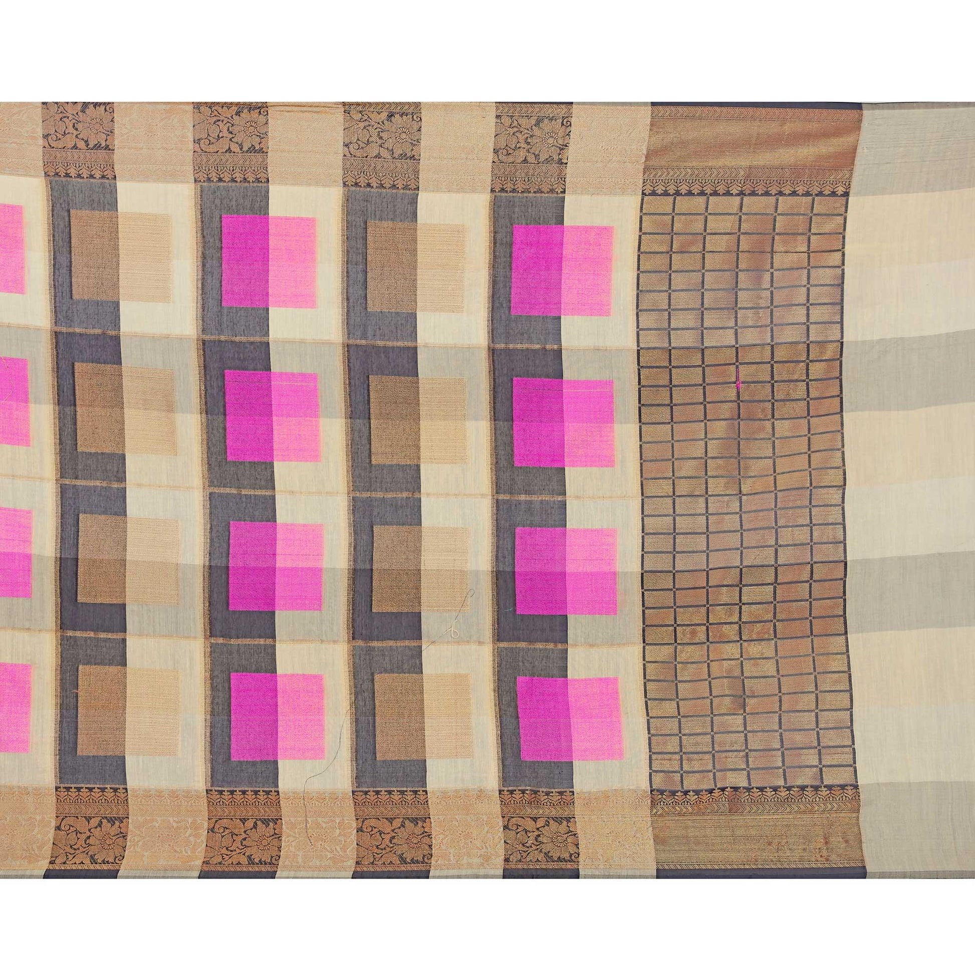 Lovely Beige-Pink Colored Casual Printed Pure Cotton Jacquard Saree
