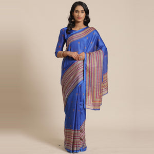 Lovely Blue Colored Casual Wear Printed Jute Silk Saree