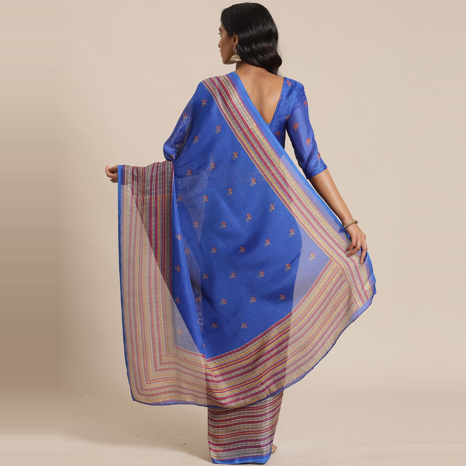 Lovely Blue Colored Casual Wear Printed Jute Silk Saree
