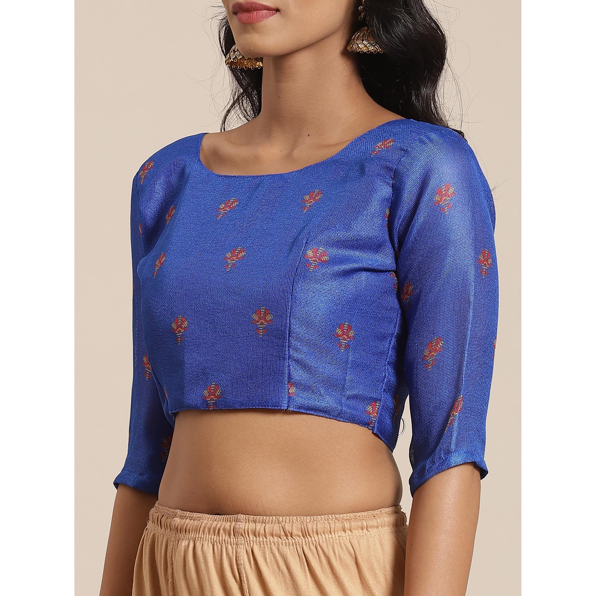 Lovely Blue Colored Casual Wear Printed Jute Silk Saree