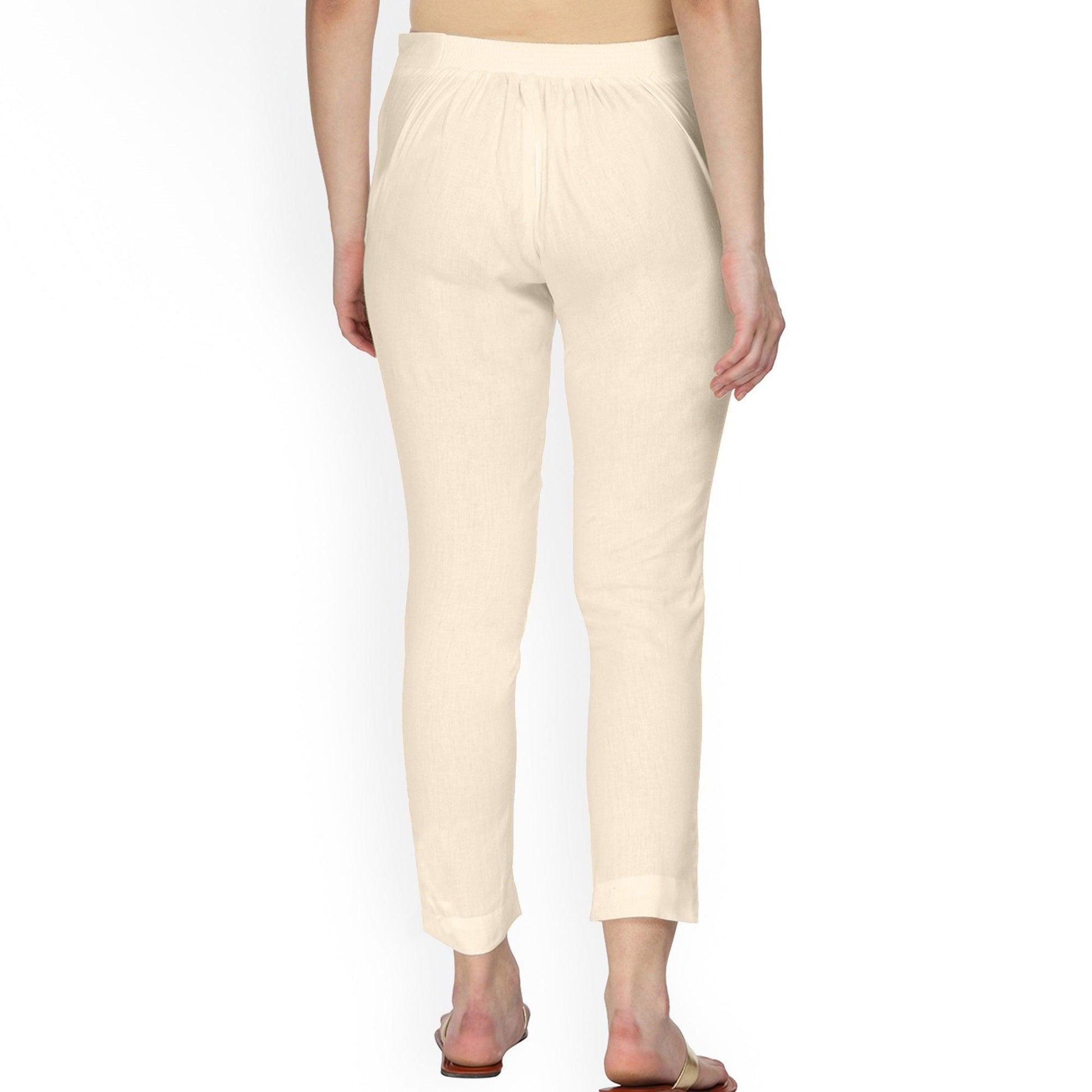 Lovely Cream Colored Casual Wear Cotton Pant
