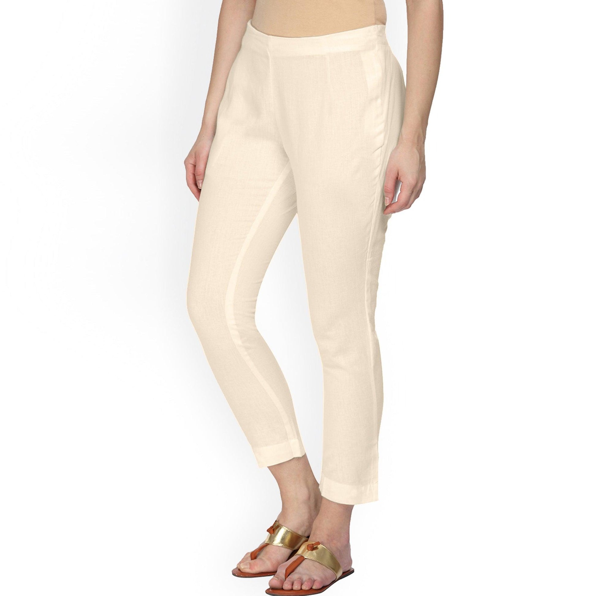 Lovely Cream Colored Casual Wear Cotton Pant