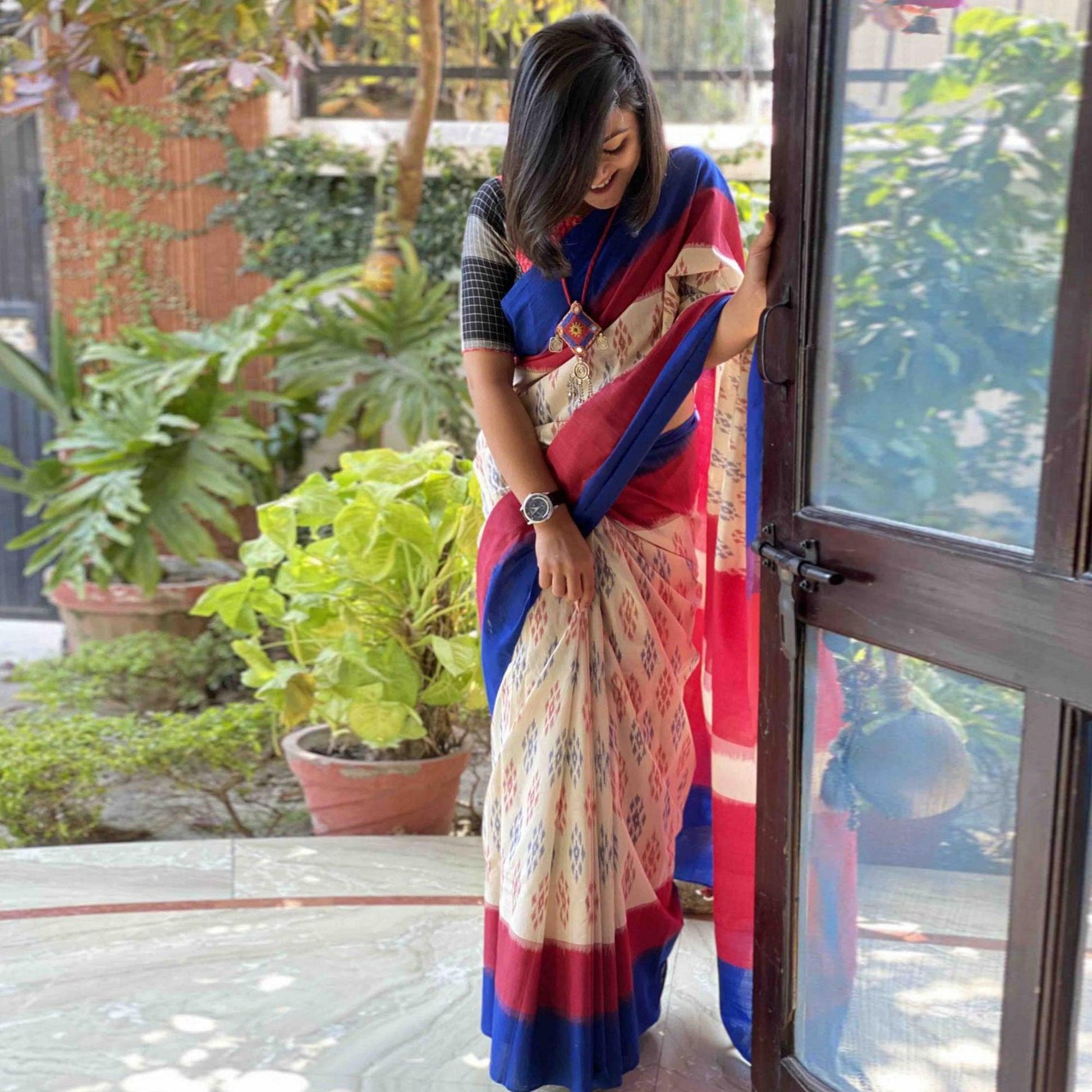 Lovely Cream - Multi Colored Casual Wear Printed Silk Saree