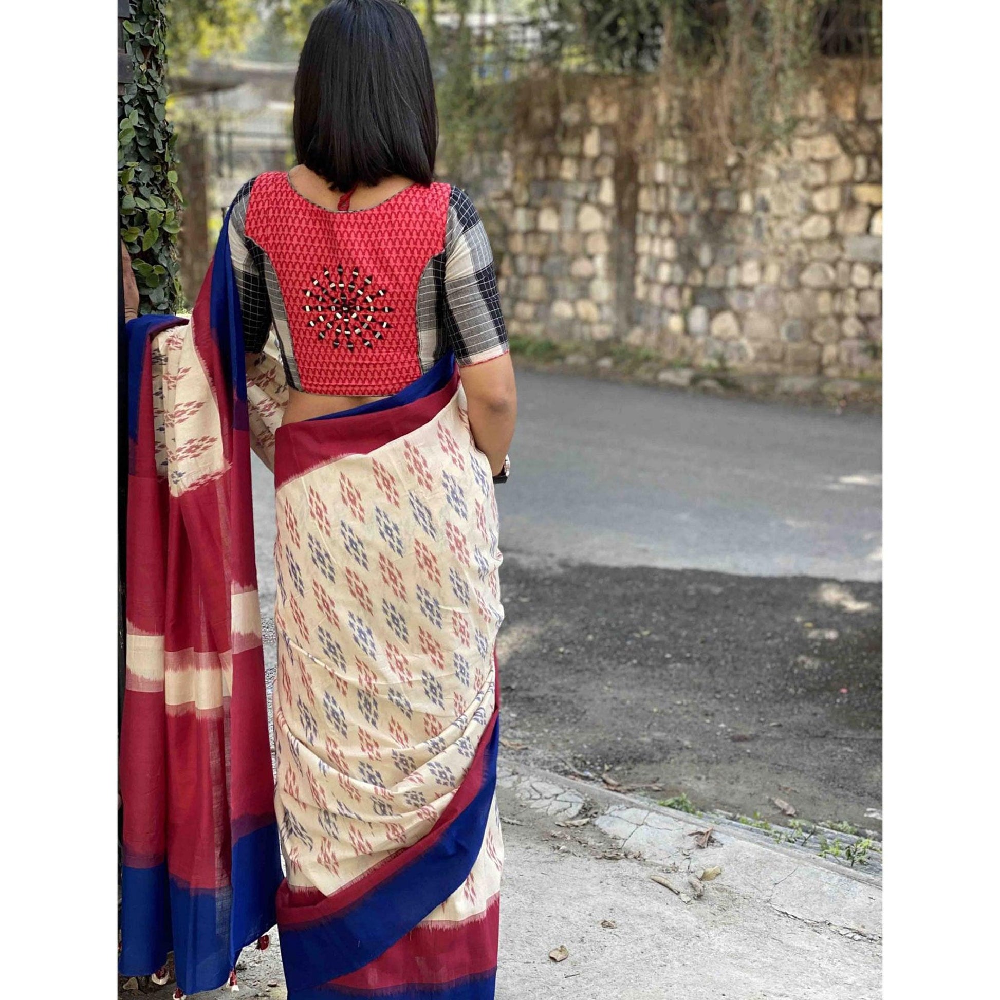 Lovely Cream - Multi Colored Casual Wear Printed Silk Saree