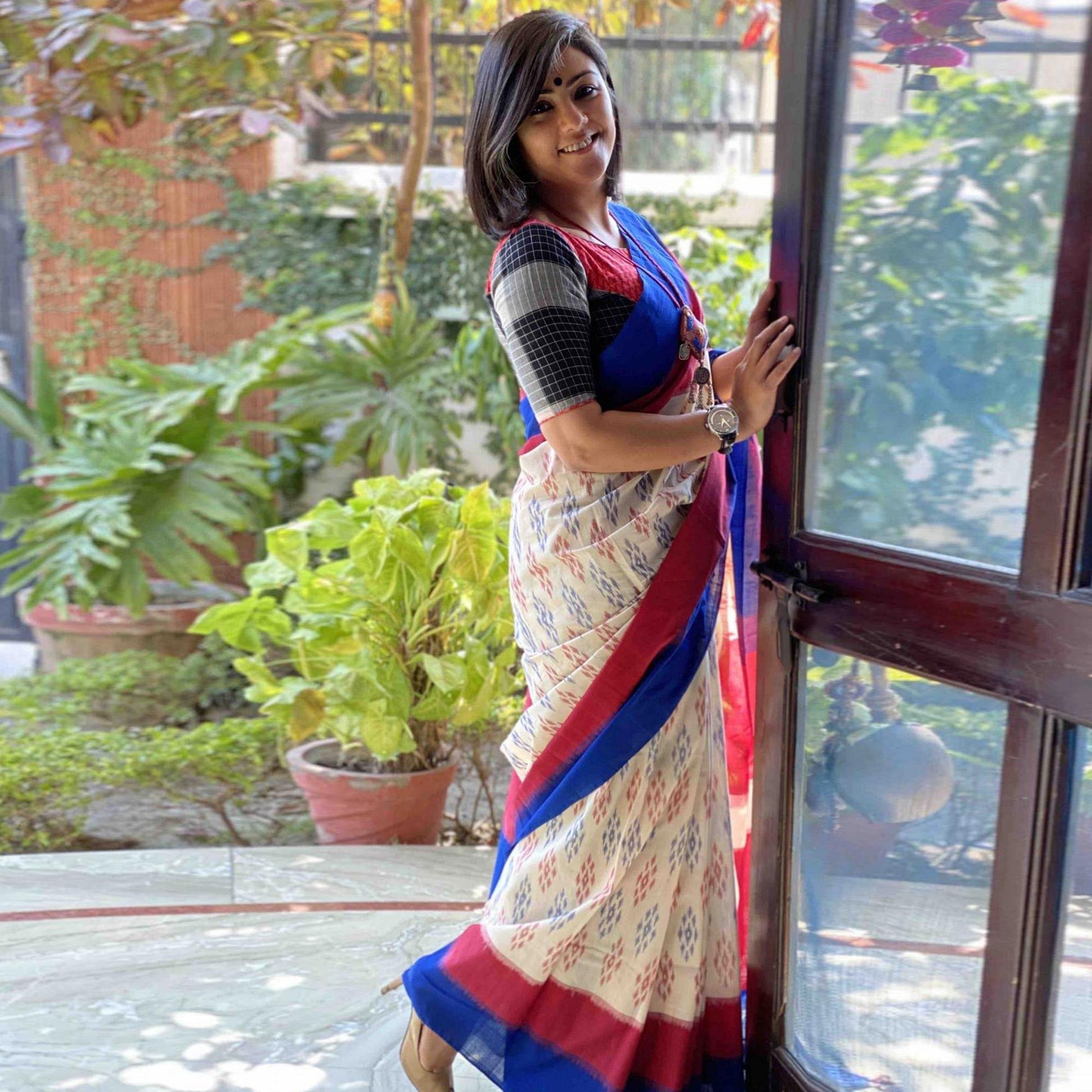 Lovely Cream - Multi Colored Casual Wear Printed Silk Saree