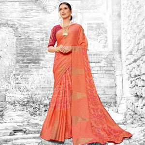 Lovely Gazari Coloured Partywear Printed Brasso Saree