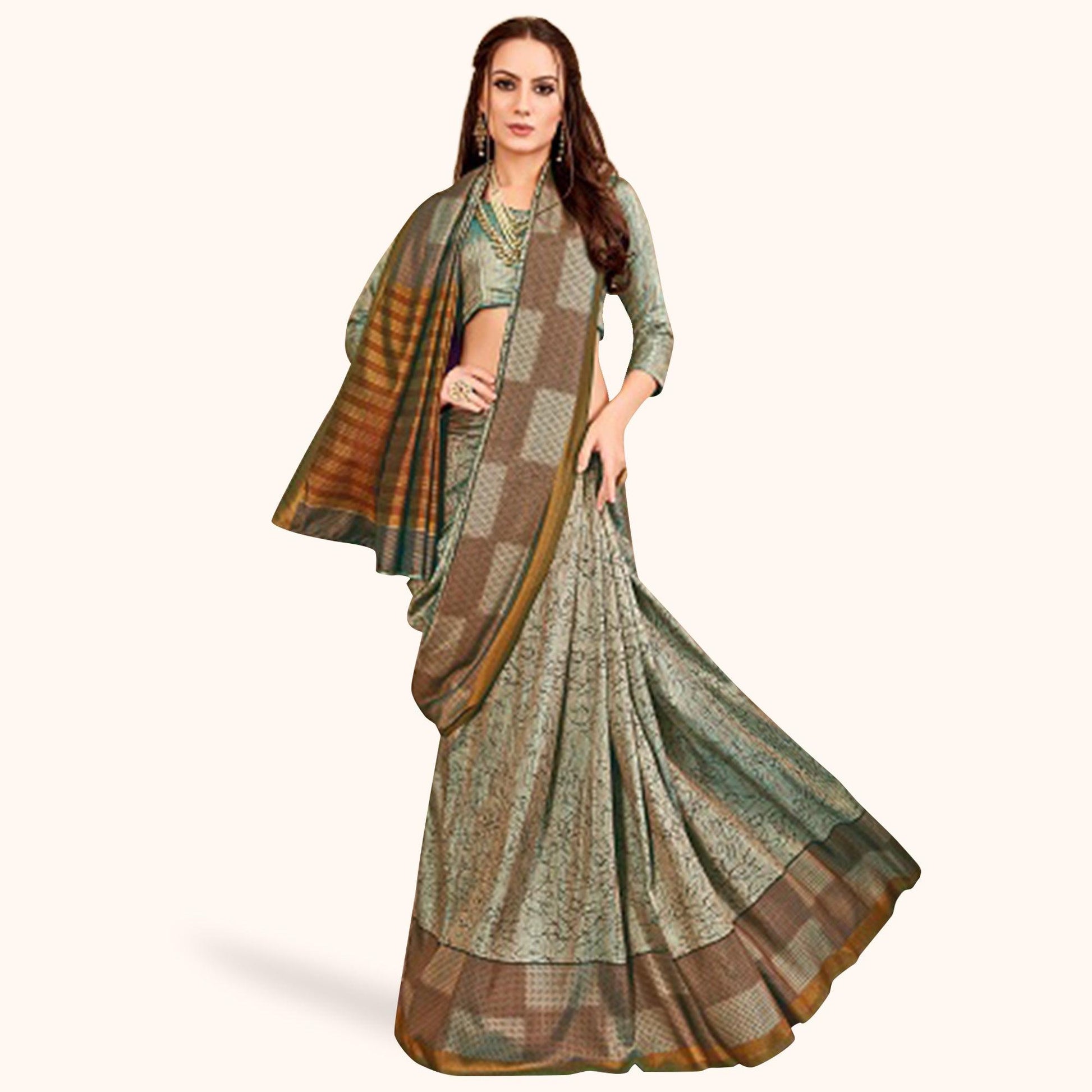Lovely Gray Colored Casual Printed Art Silk Saree