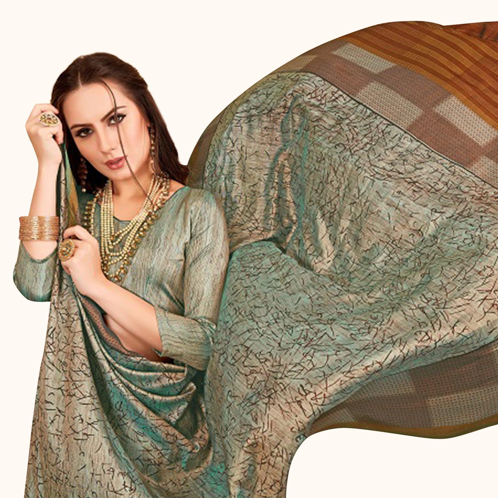 Lovely Gray Colored Casual Printed Art Silk Saree