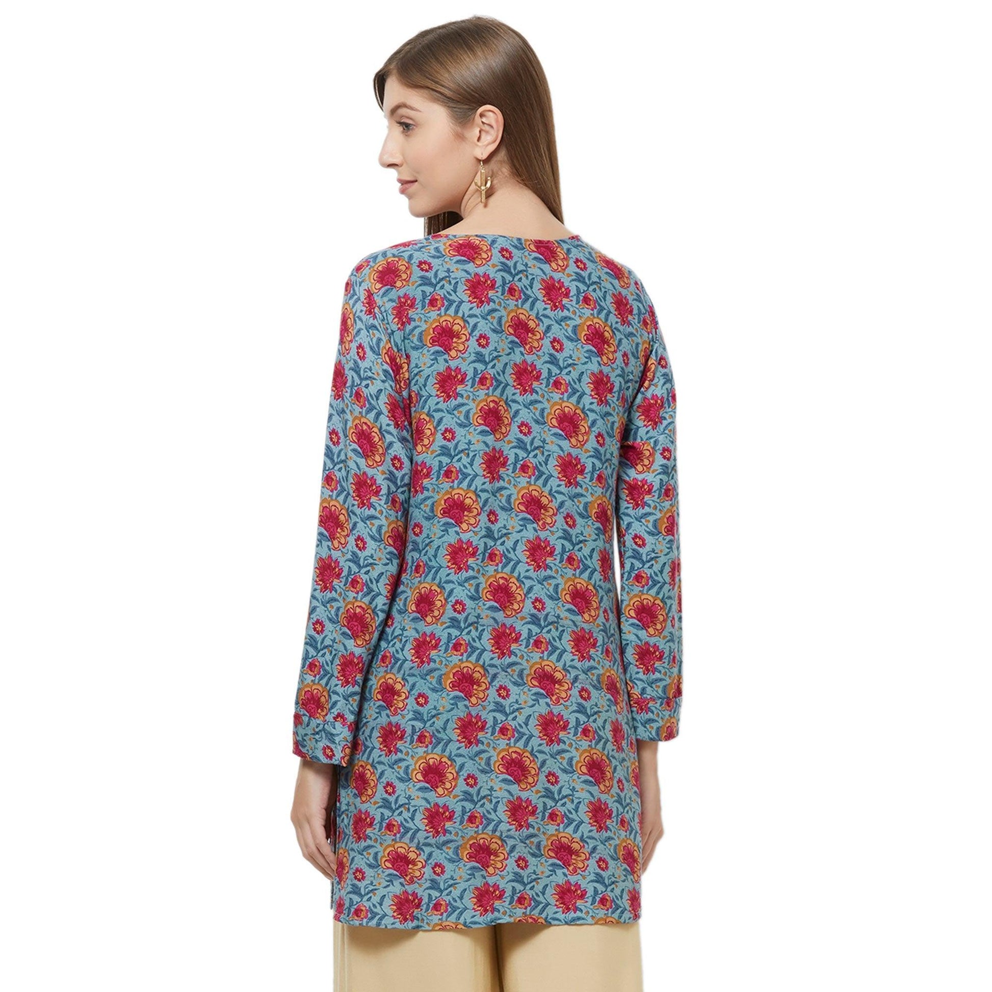 Lovely Gray Colored Casual Printed Rayon Western Top
