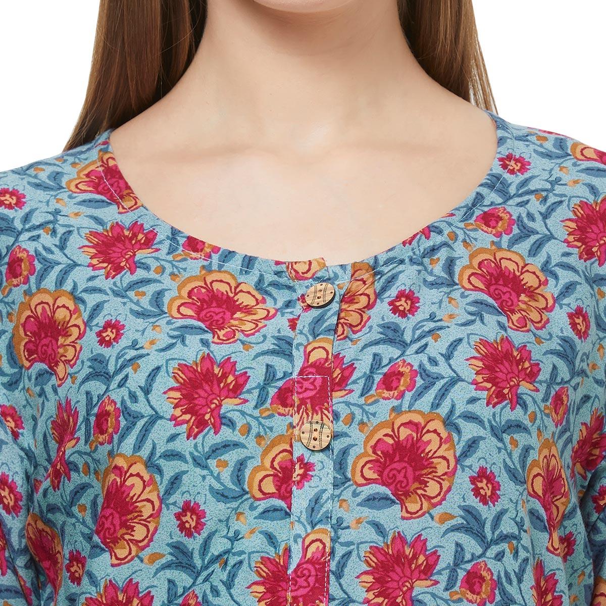 Lovely Gray Colored Casual Printed Rayon Western Top