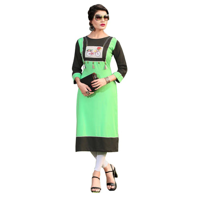 Lovely Green Colored Casual Printed Rayon Kurti