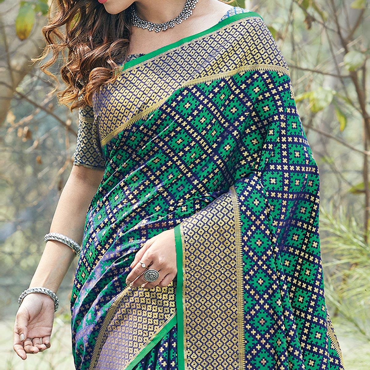 Lovely Green Colored Festive Wear Patan Patola Silk Saree