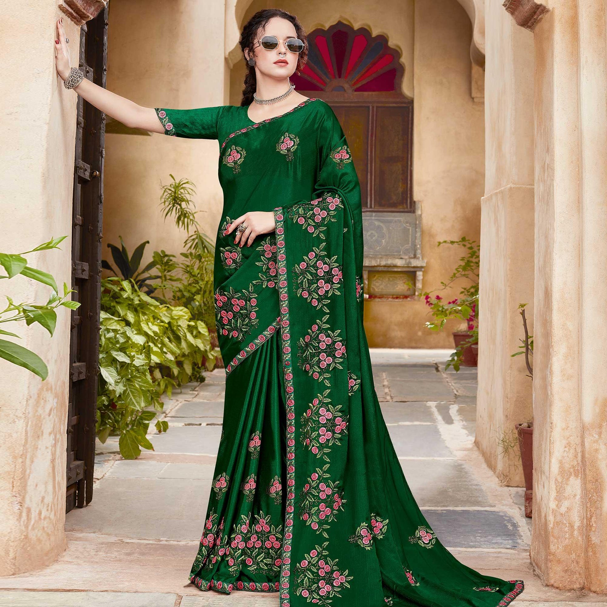 Lovely Green Colored Festive Wear Woven Silk Saree
