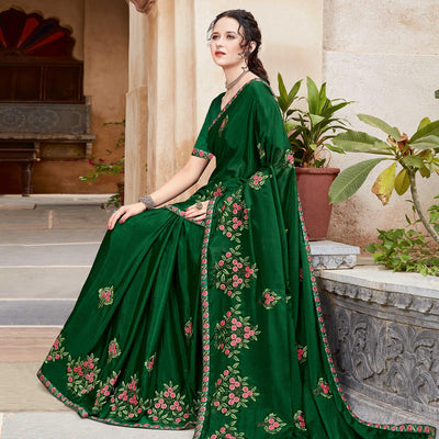 Lovely Green Colored Festive Wear Woven Silk Saree