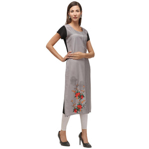Lovely Grey Coloured Digital Printed Casual Wear Kurti