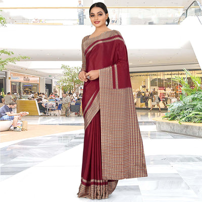 Lovely Maroon Coloured Casual Wear Printed Crepe Saree