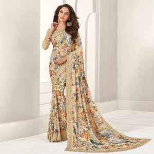 Lovely Multicolored Casual Printed Georgette Saree