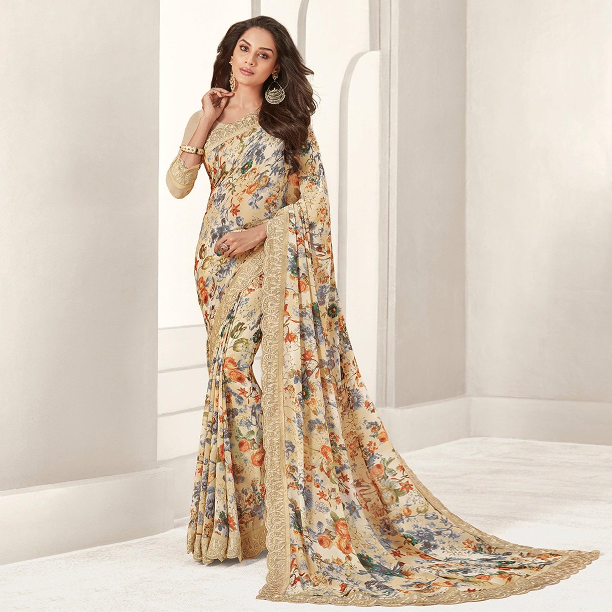 Lovely Multicolored Casual Printed Georgette Saree