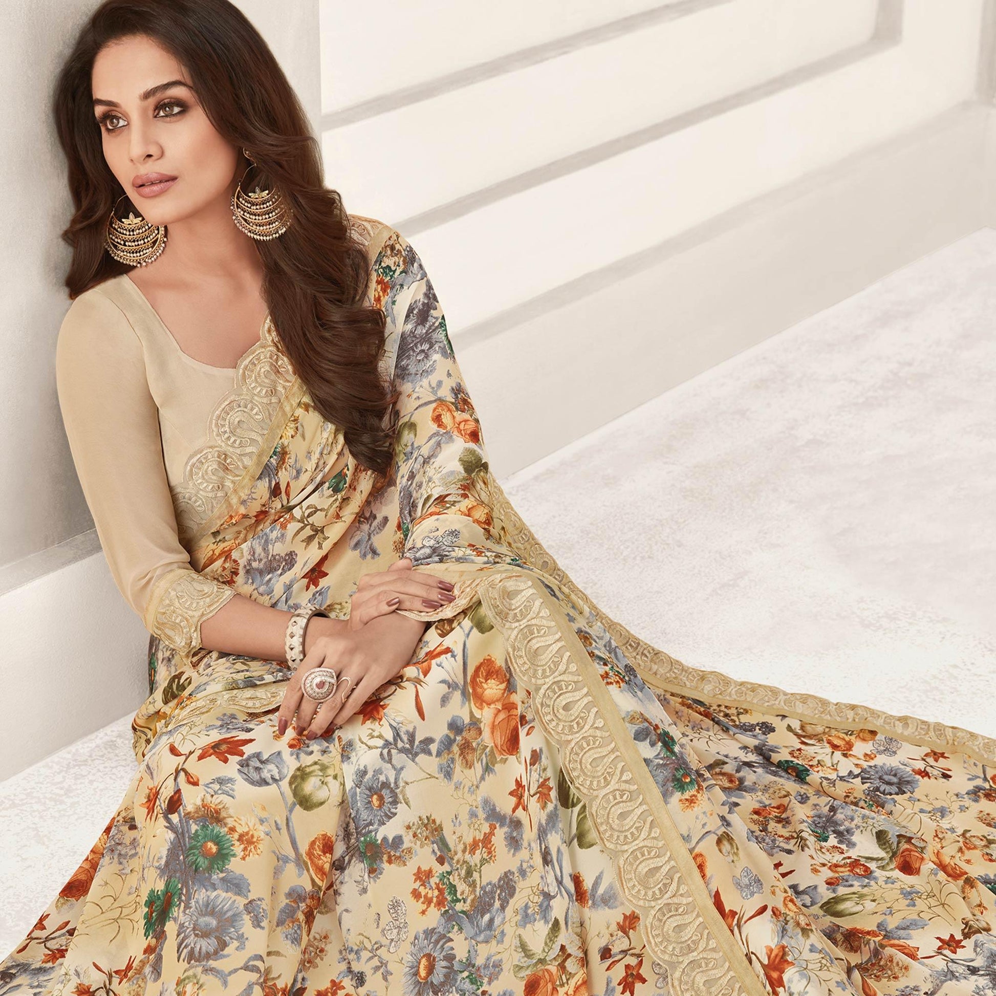 Lovely Multicolored Casual Printed Georgette Saree