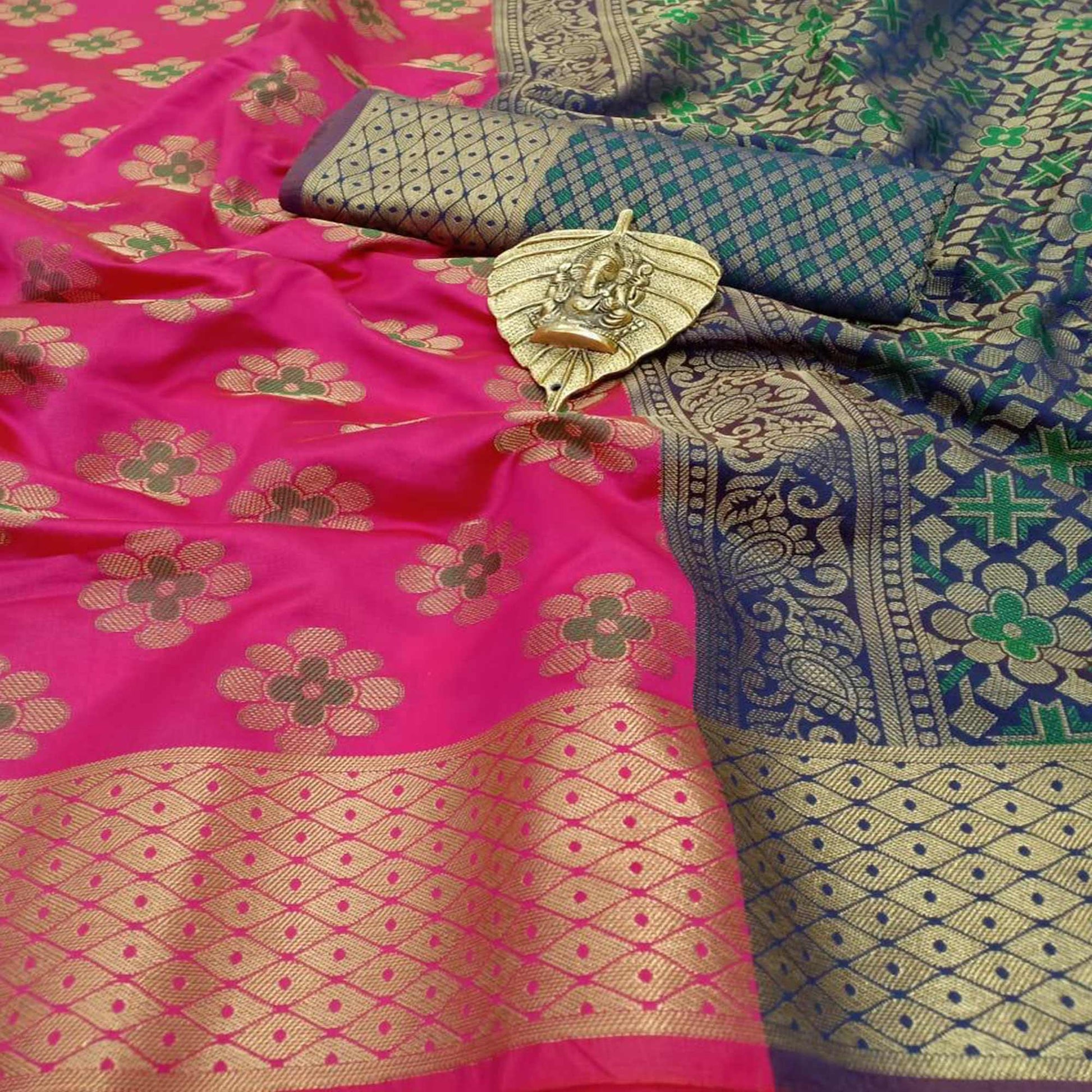 Lovely Pink Colored Festive Wear Woven Silk Saree