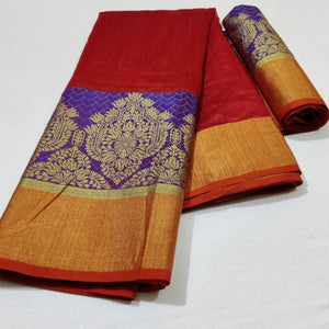 Lovely Red Colored Festive Wear Woven Silk Saree
