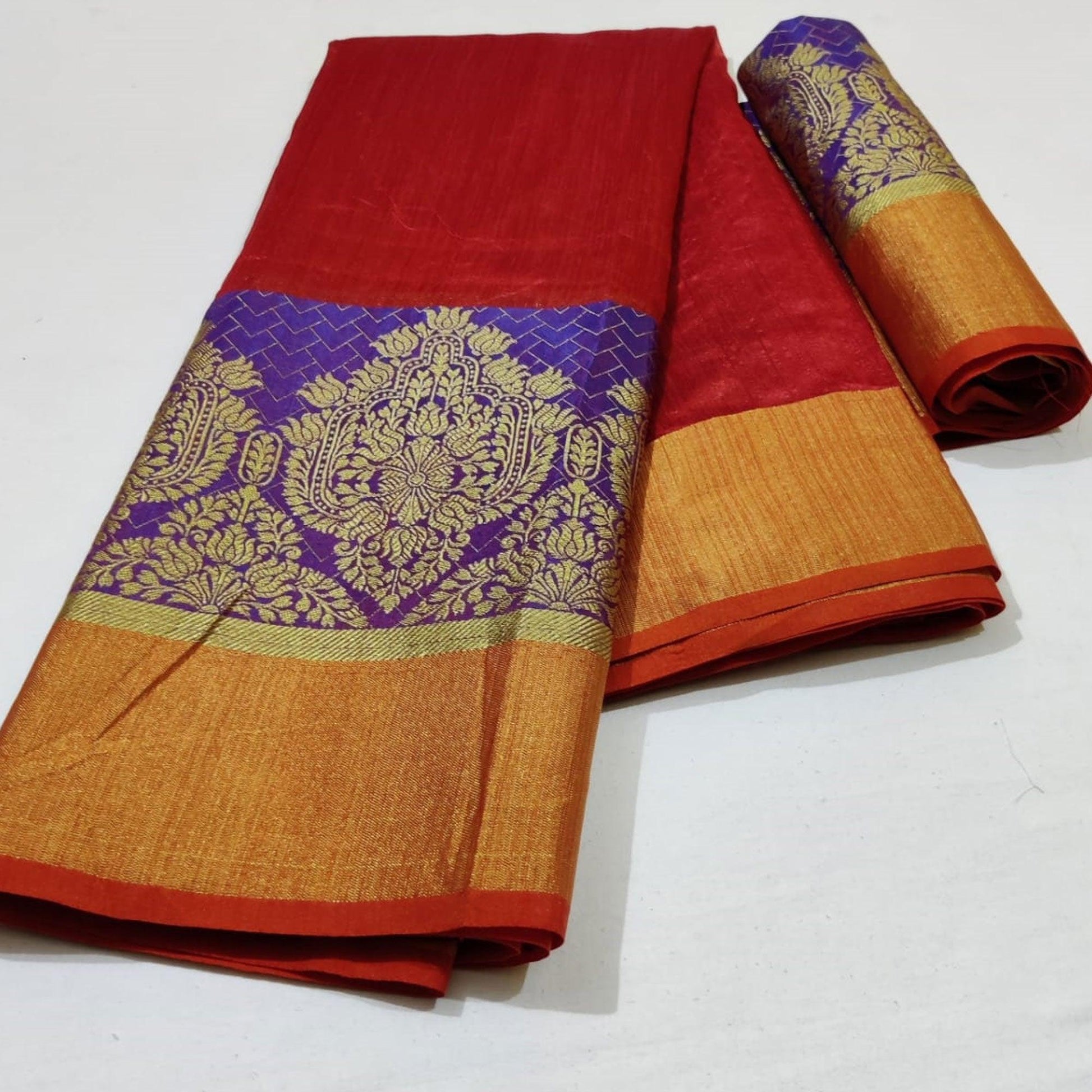 Lovely Red Colored Festive Wear Woven Silk Saree