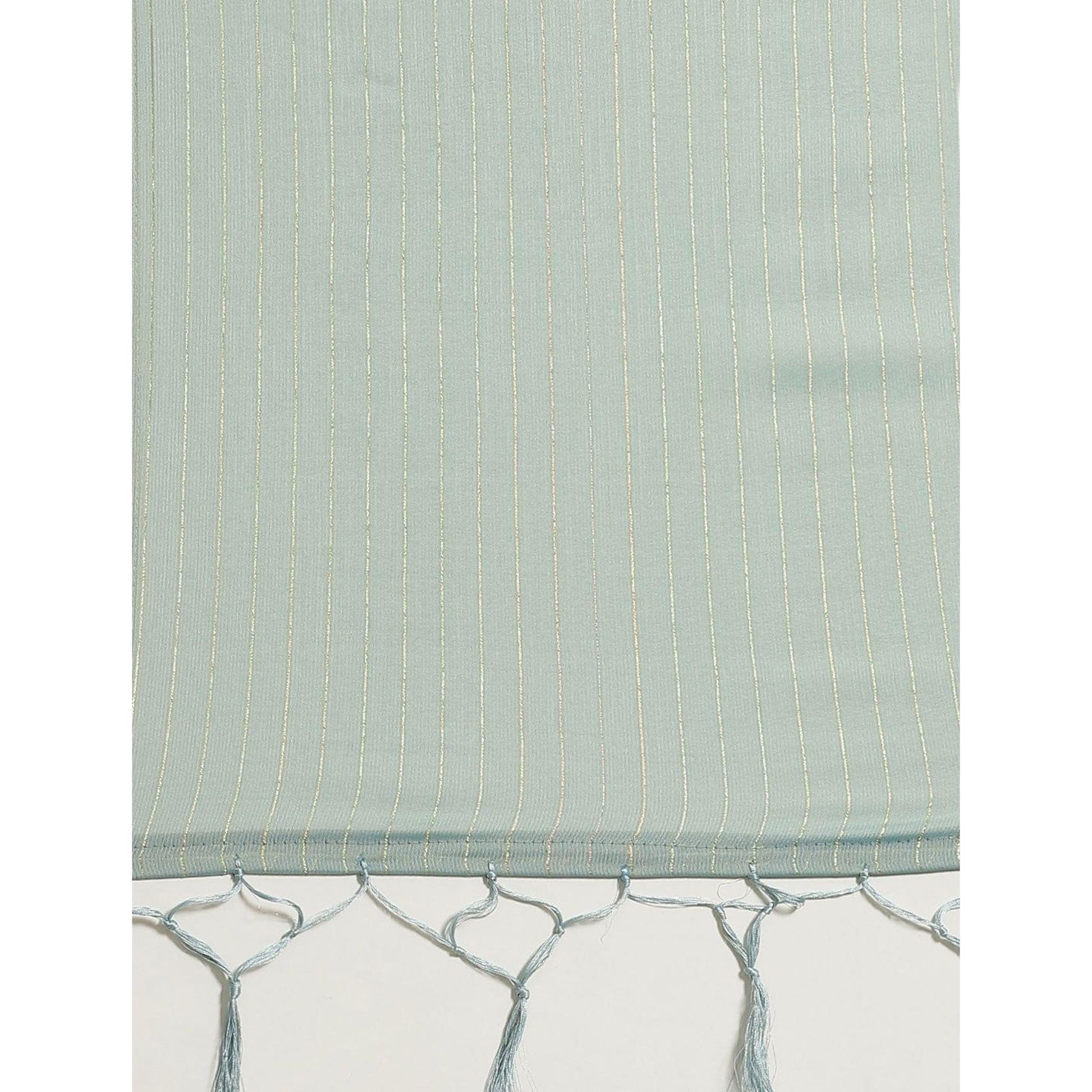Lovely Sky Blue Colored Casual Wear Printed Poly Georgette Saree