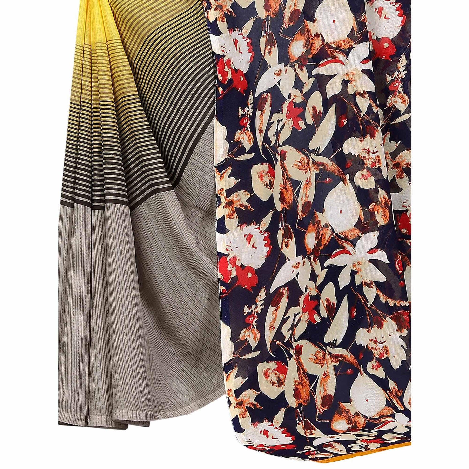 Lovely Yellow Colored Casual Printed Georgette Saree