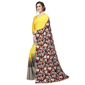 Lovely Yellow Colored Casual Printed Georgette Saree
