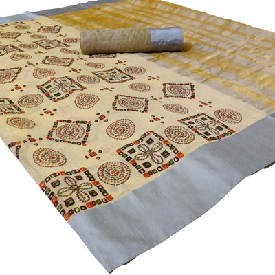 Lovely Yellow Colored Festive Wear Woven Silk Saree