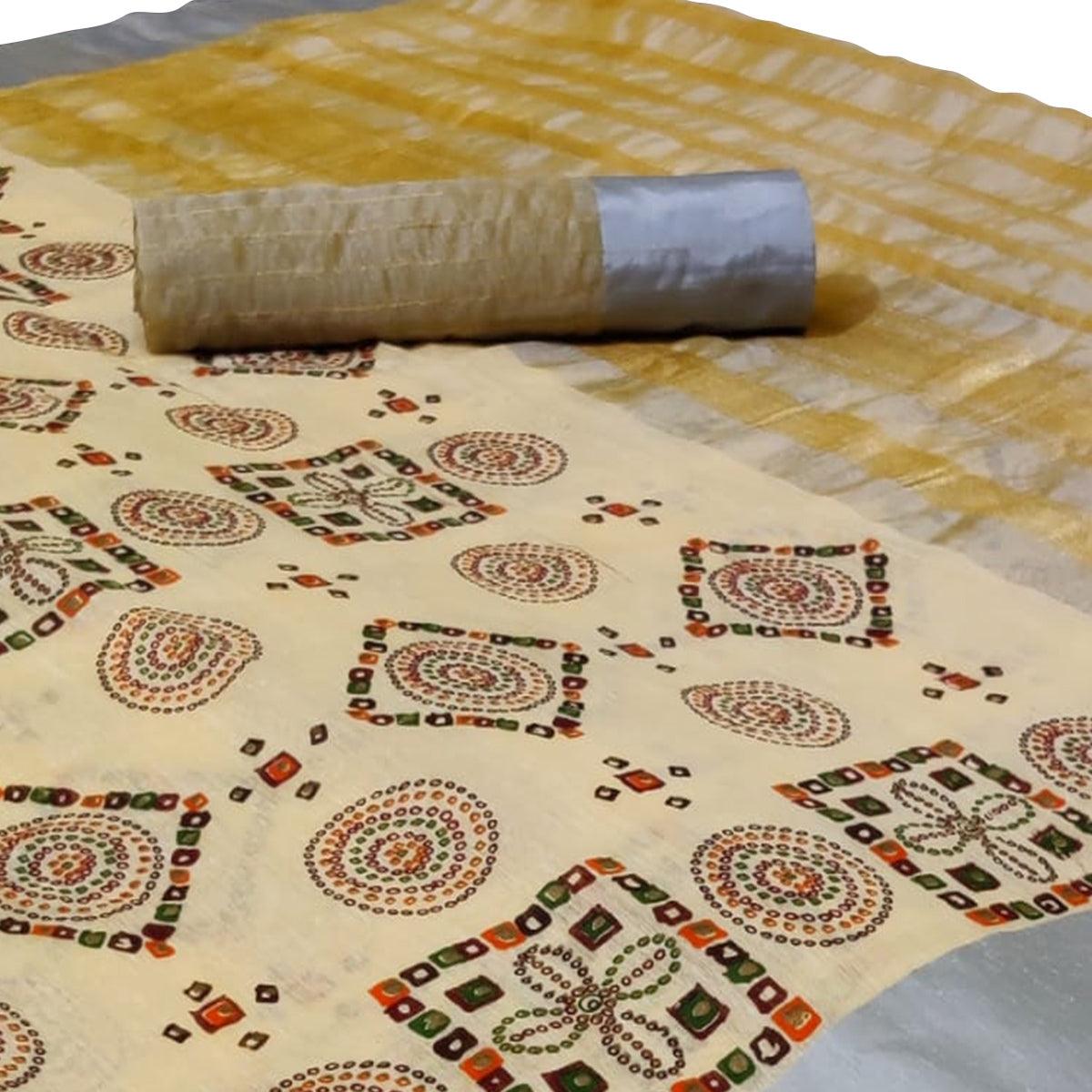 Lovely Yellow Colored Festive Wear Woven Silk Saree