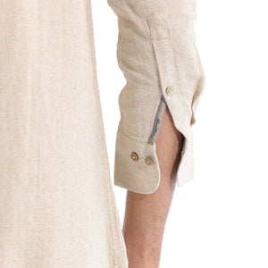 Rare Rabbit Men's Lunet Beige Linen Full Sleeves Solid Shirt