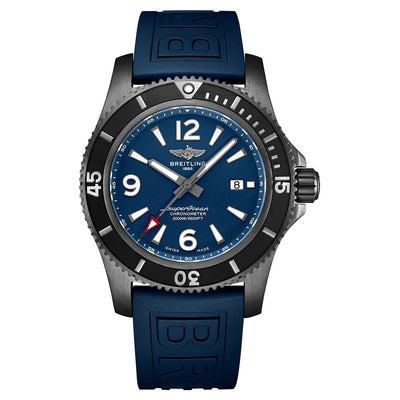 Breitling Superocean Automatic 46 Black Steel Blue Dial Men 46mm